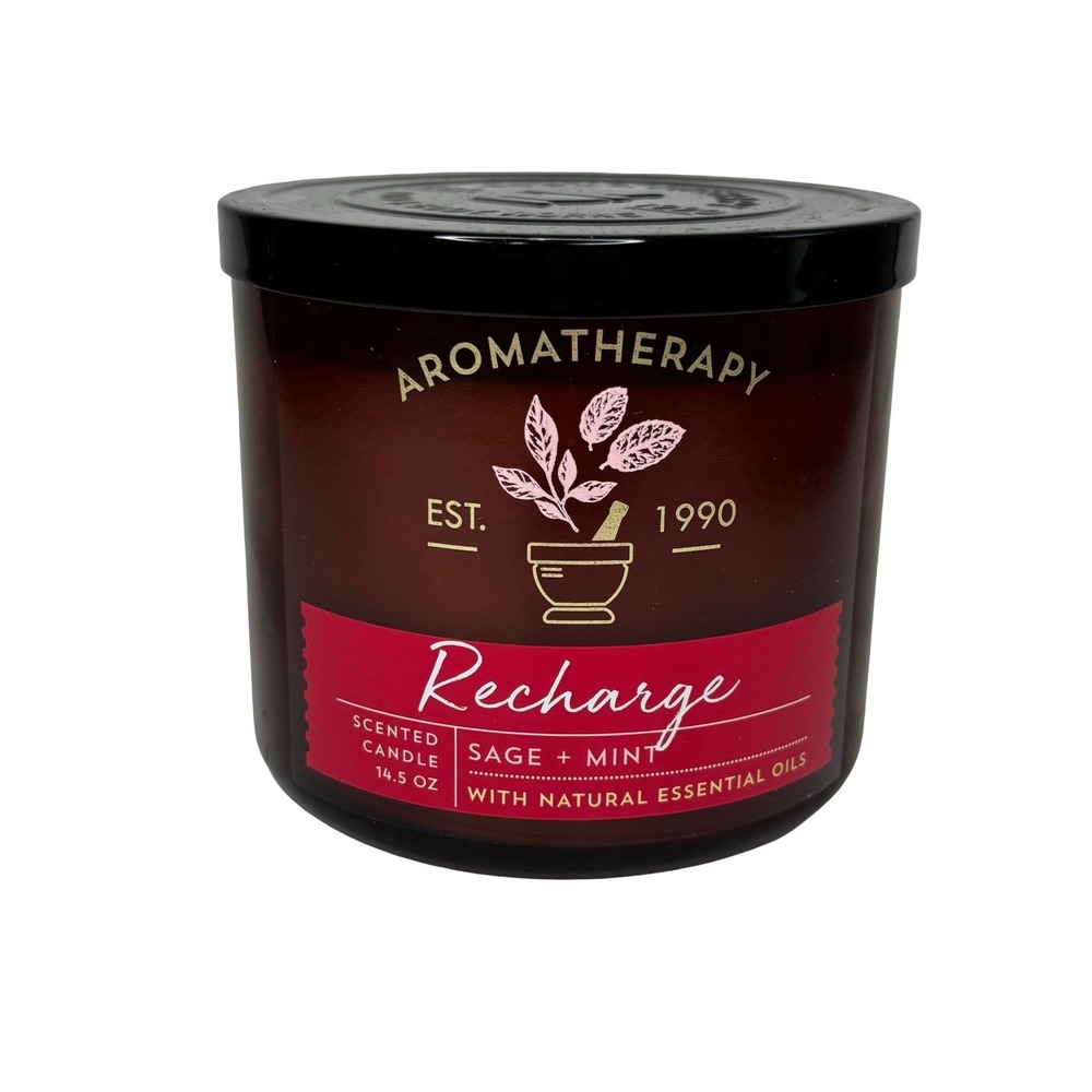Bath & Body Works Aromatherapy Recharge Sage Mint 3-Wick Candle 14.5 oz BBW